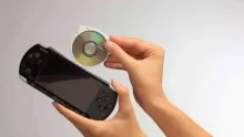 A psp having a disk inserted 