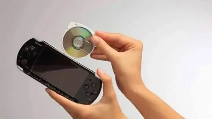 A psp having a disk inserted 